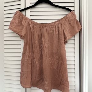 Off the Shoulder Floral Top Rose Gold